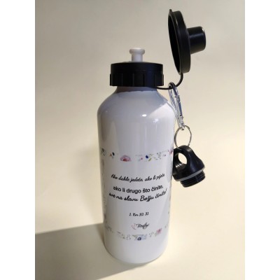 Personalizirana metalna boca za vodu - 600ml, bijela