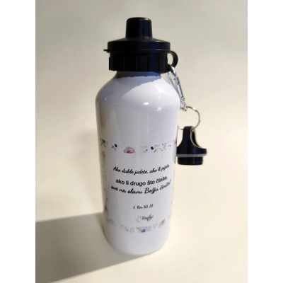 Personalizirana metalna boca za vodu - 600ml, bijela