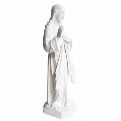 Detalj 3D printanog kipa Milosrdnog Isusa – bijeli marble efekt