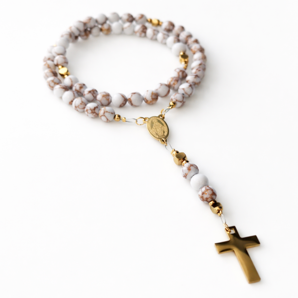 Krunica od zlatnog haulita s čudotvornom medaljicom – pozlaćeni čelik