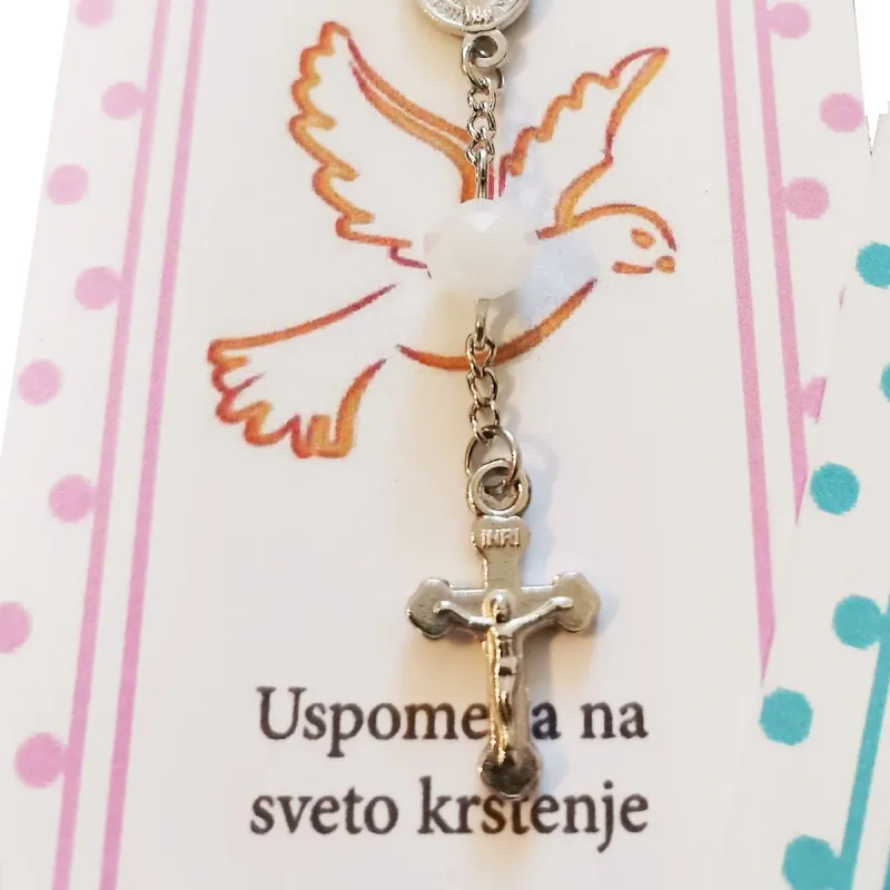Zahvalnica za krštenje – plavi bookmarker i krunica