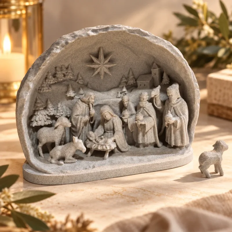 Božićne jaslice u betlehemskoj špilji – 3D reljef, 20 × 15 cm