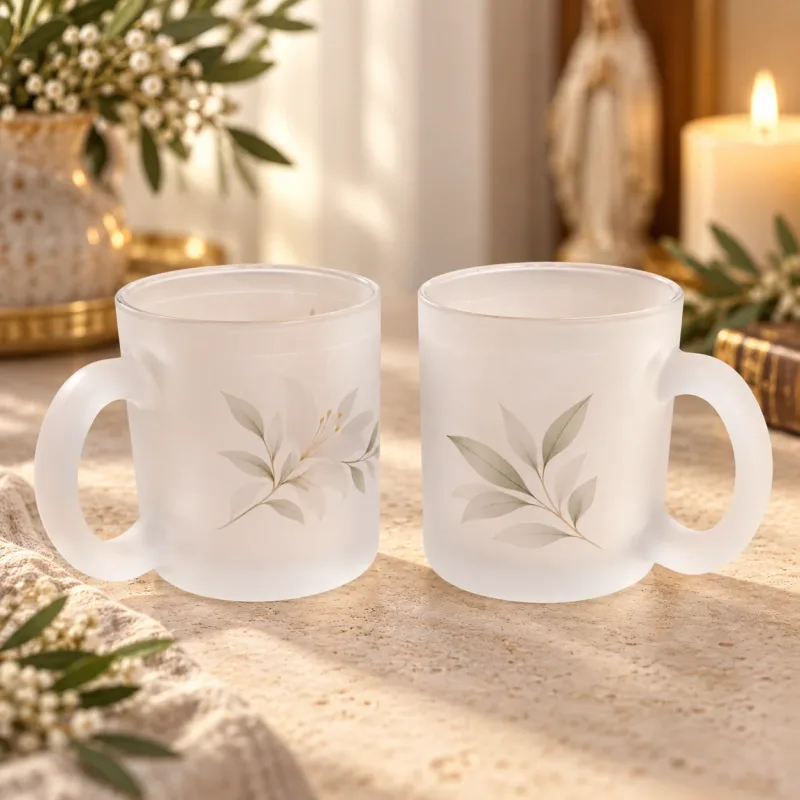 Personalizirana matirana staklena šalica s imenom i križem