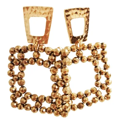 Naušnice „Cube Gold” – hematit