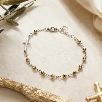Narukvica krunica „Gold Rosary” – hematit