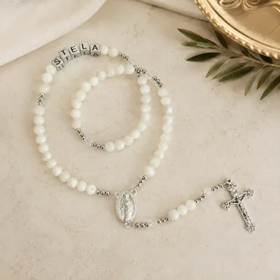 Personalizirana Gospina krunica – sedef, čelik i češki kristal