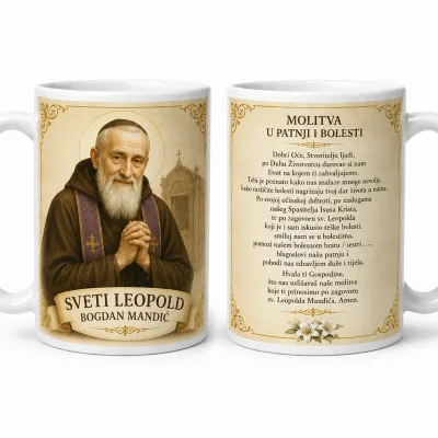 Šalica svetog Leopolda Bogdana Mandića s molitvom