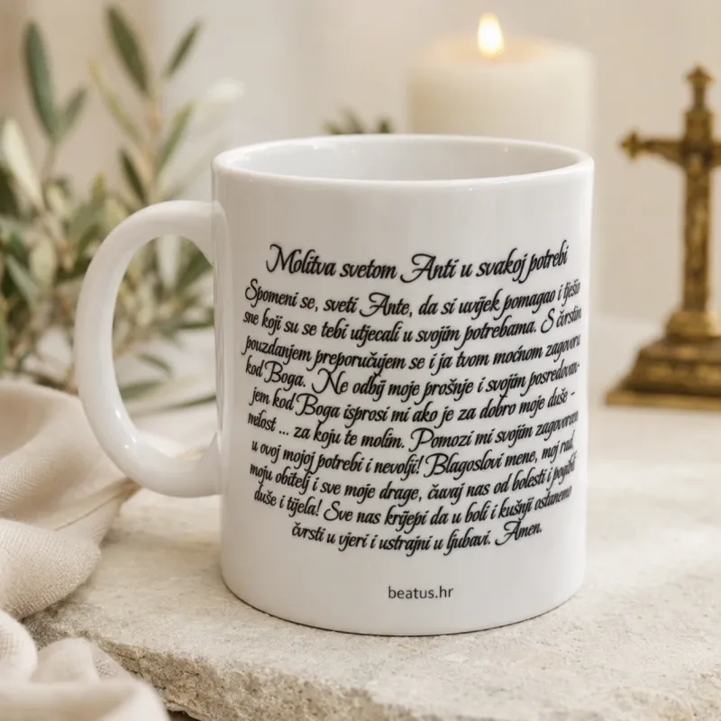 Šalica svetog Antuna Padovanskog s molitvom