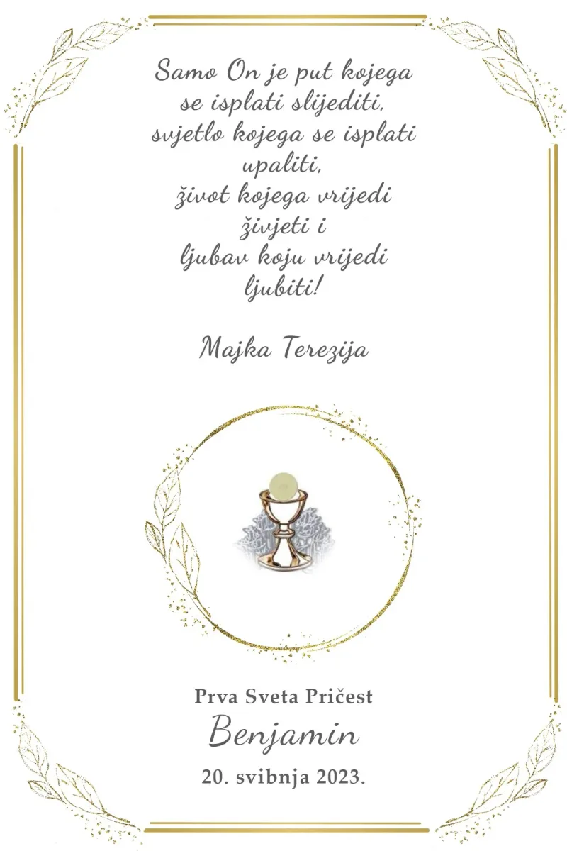 Zahvalnice za sakramente - krunica privjesak
