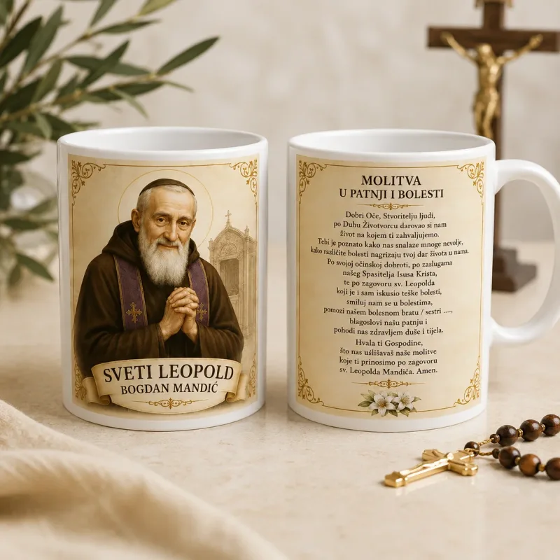 Šalica svetog Leopolda Bogdana Mandića s molitvom
