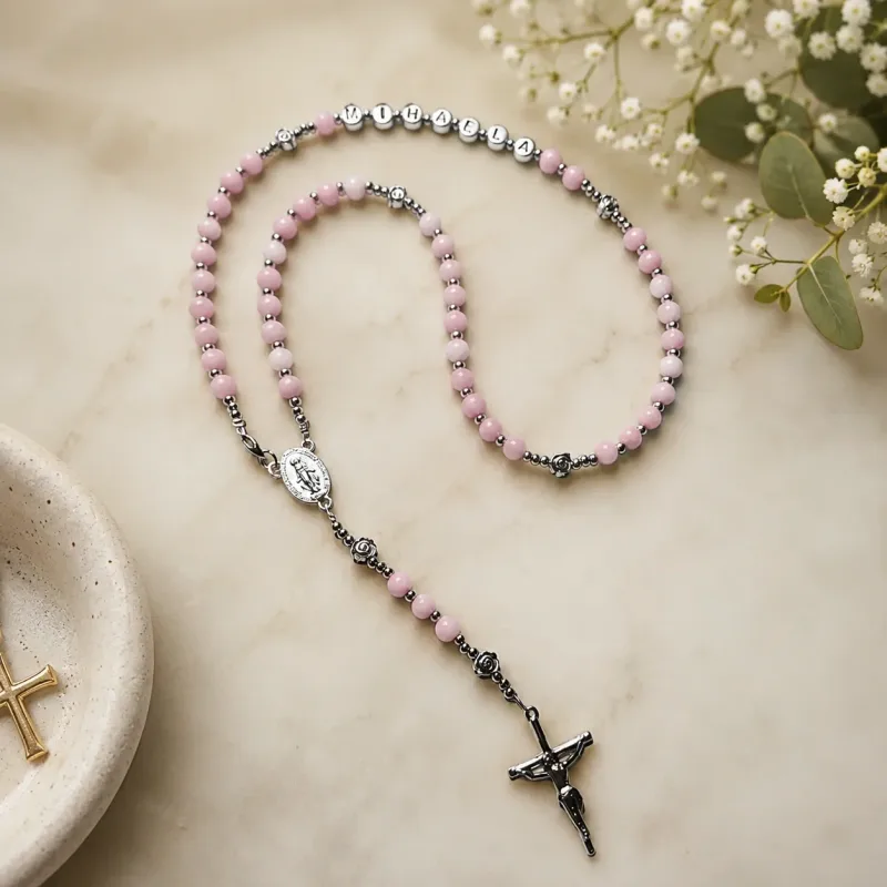 Personalizirana Gospina krunica – ljubičasti ahat