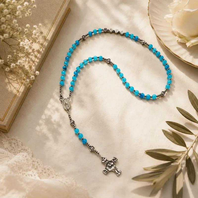 Personalizirana Gospina krunica – plavi ahat